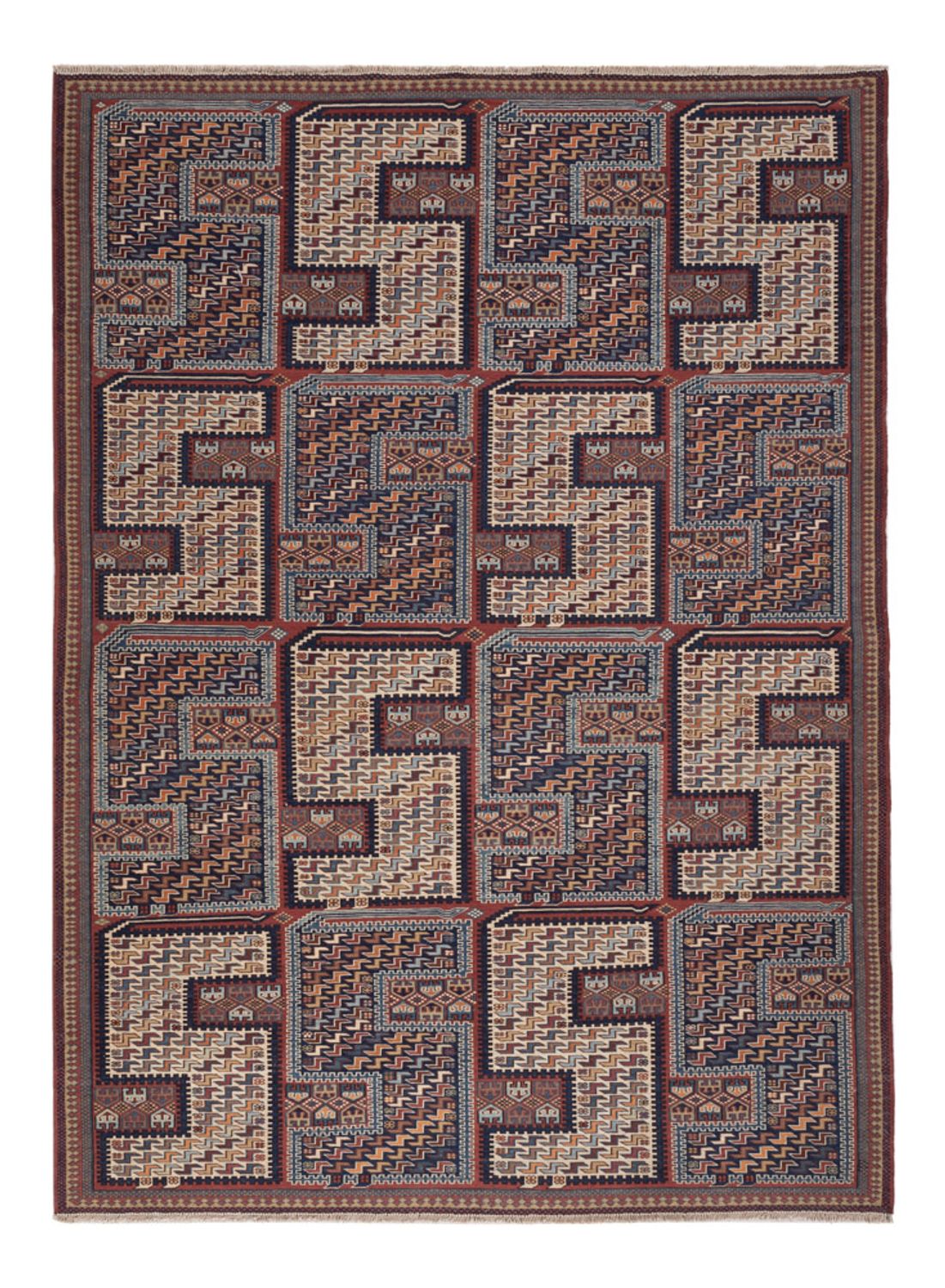 Kelim tapijt - Oosters - Soumak - 214 x 155 cm - donker beige