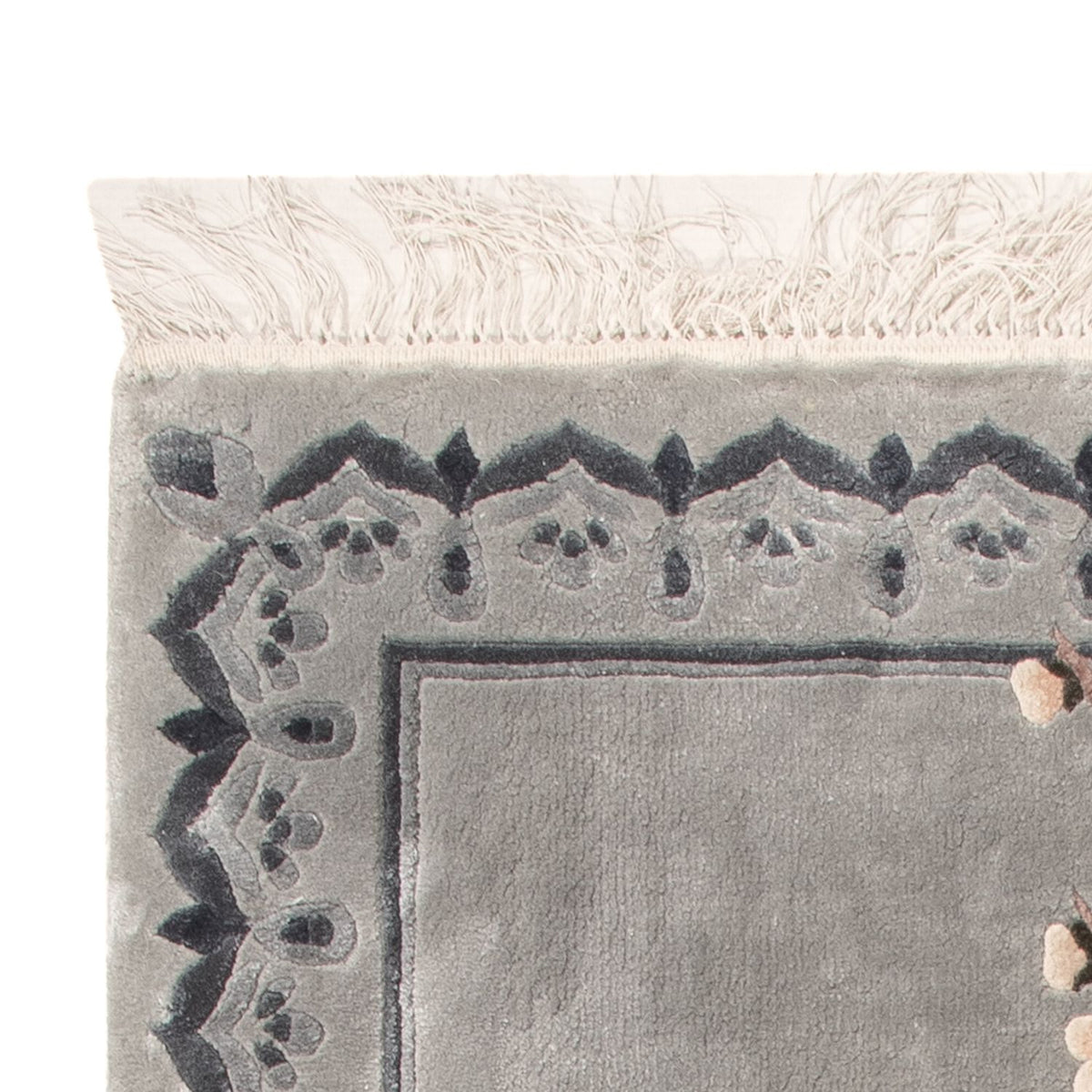 Zijden tapijt - China zijde - 124 x 60 cm - zilver