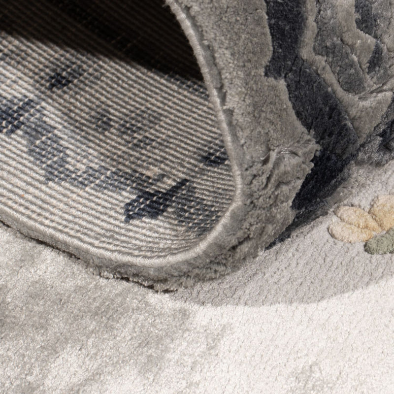 Zijden tapijt - China zijde - 124 x 60 cm - zilver