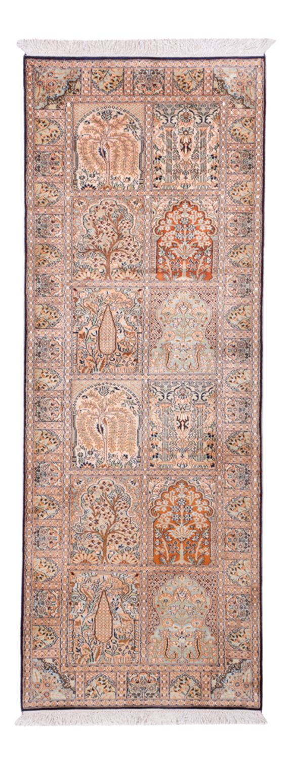 Loper Zijden tapijt - Kashmir Silk - 236 x 80 cm - donker beige