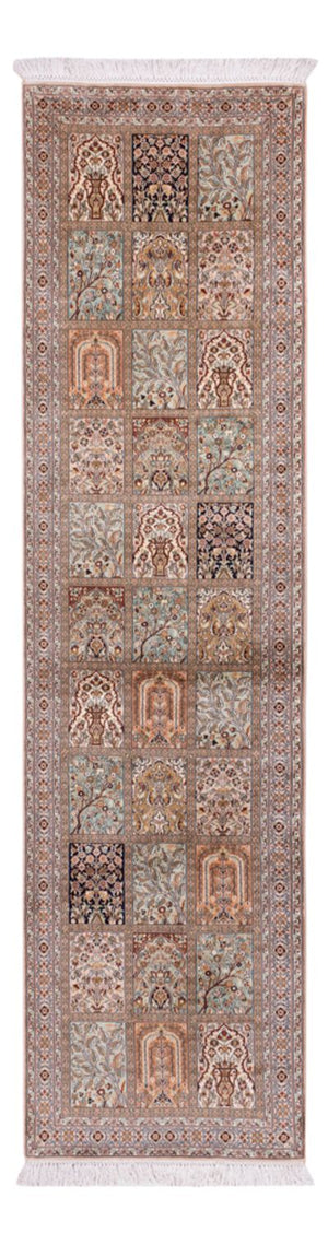 Loper Zijden tapijt - Kashmir Silk - 304 x 79 cm - donker beige