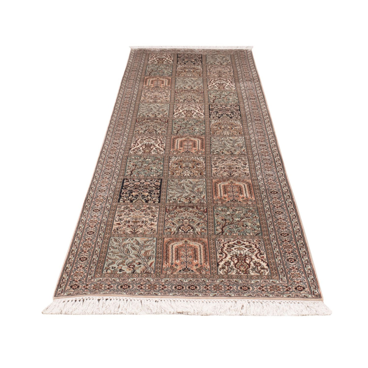 Loper Zijden tapijt - Kashmir Silk - 304 x 79 cm - donker beige