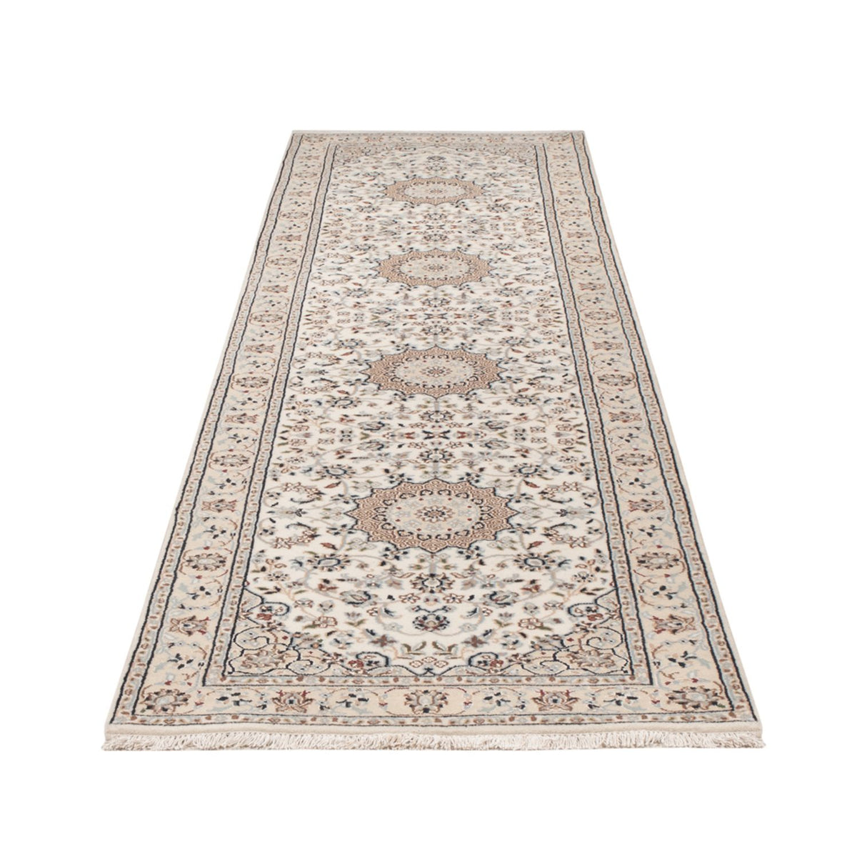 Loper Oosters tapijt - Nain - Indus - 307 x 80 cm - beige