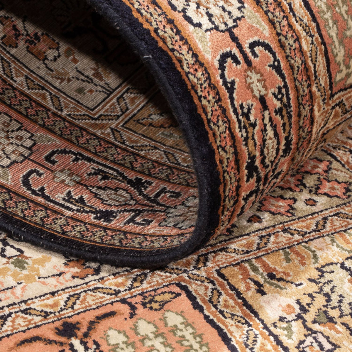 Loper Zijden tapijt - Kashmir Silk - 280 x 77 cm - donker beige