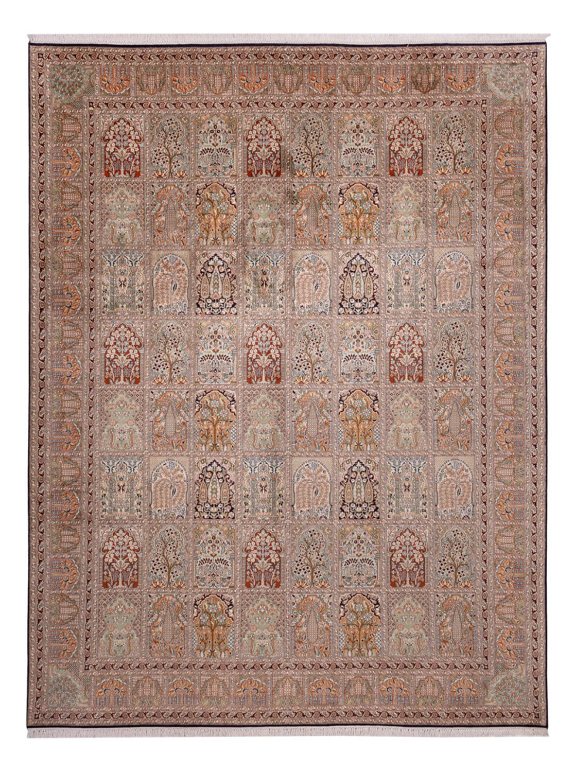 Zijden tapijt - Kashmir Silk - 362 x 274 cm - donker beige