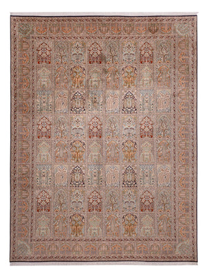 Zijden tapijt - Kashmir Silk - 362 x 274 cm - donker beige