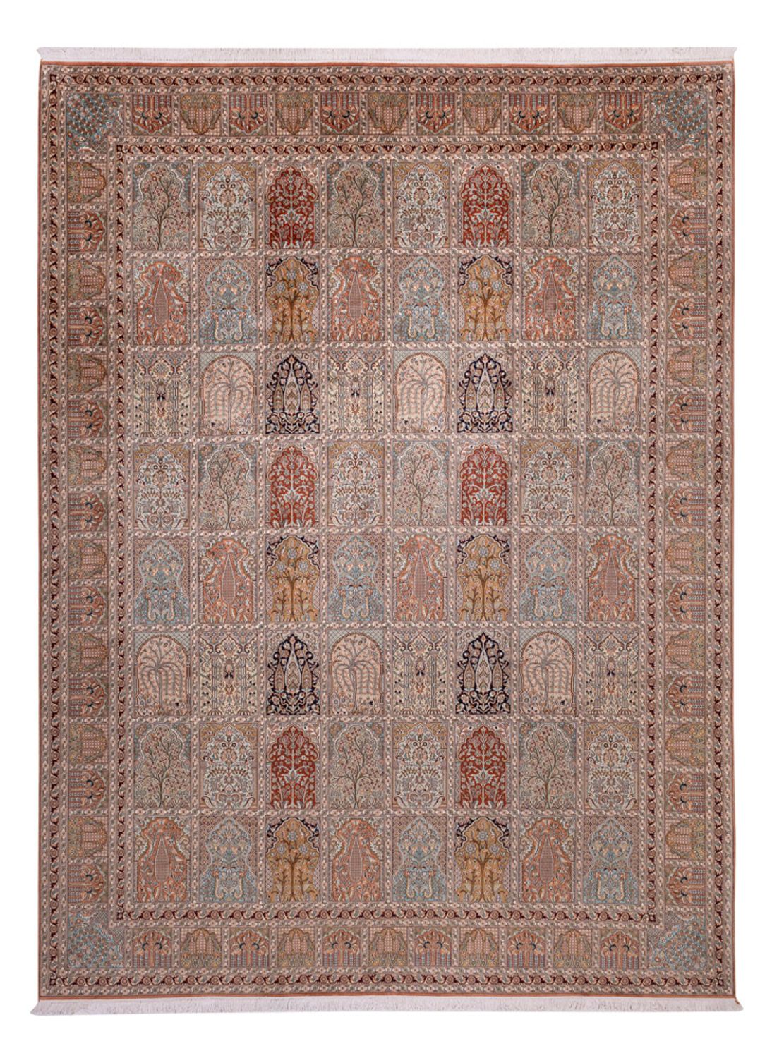 Zijden tapijt - Kashmir Silk - 372 x 277 cm - donker beige
