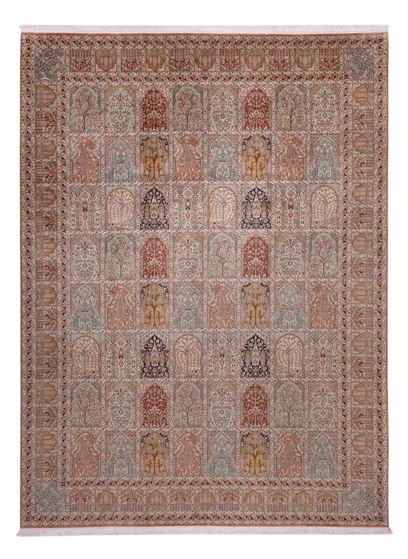 Zijden tapijt - Kashmir Silk - 372 x 277 cm - donker beige