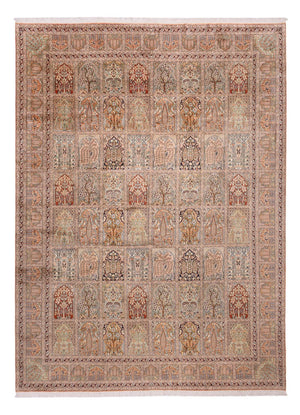 Zijden tapijt - Kashmir Silk - 403 x 298 cm - donker beige