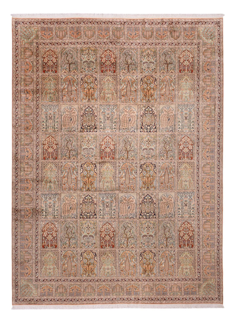 Zijden tapijt - Kashmir Silk - 403 x 298 cm - donker beige