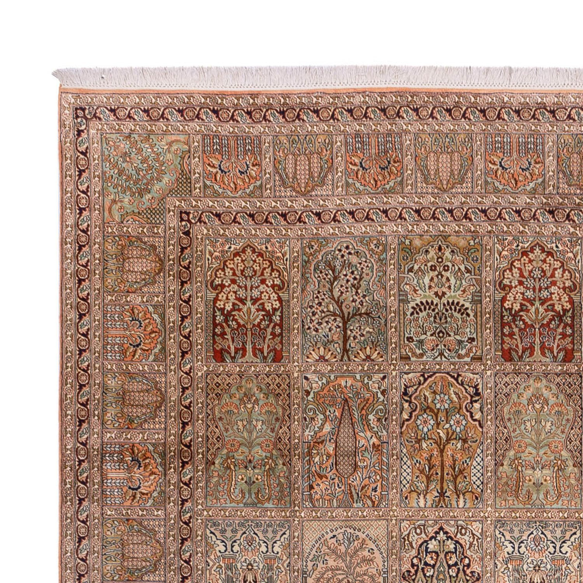 Zijden tapijt - Kashmir Silk - 403 x 298 cm - donker beige