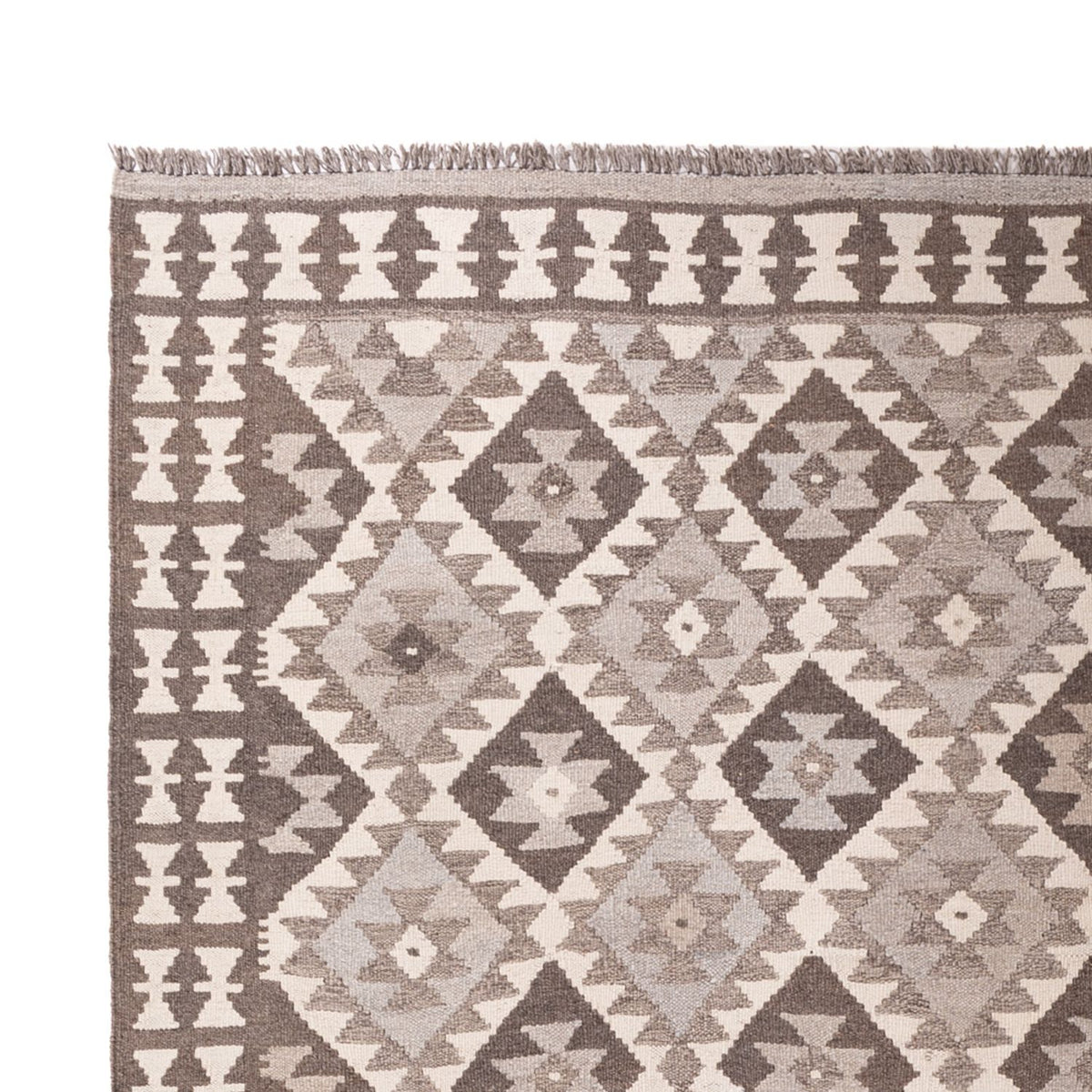 Kelim tapijt - Splash - 293 x 198 cm - lichtgrijs