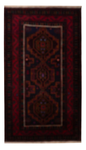 Loper Baluch tapijt - 227 x 129 cm - donkerrood