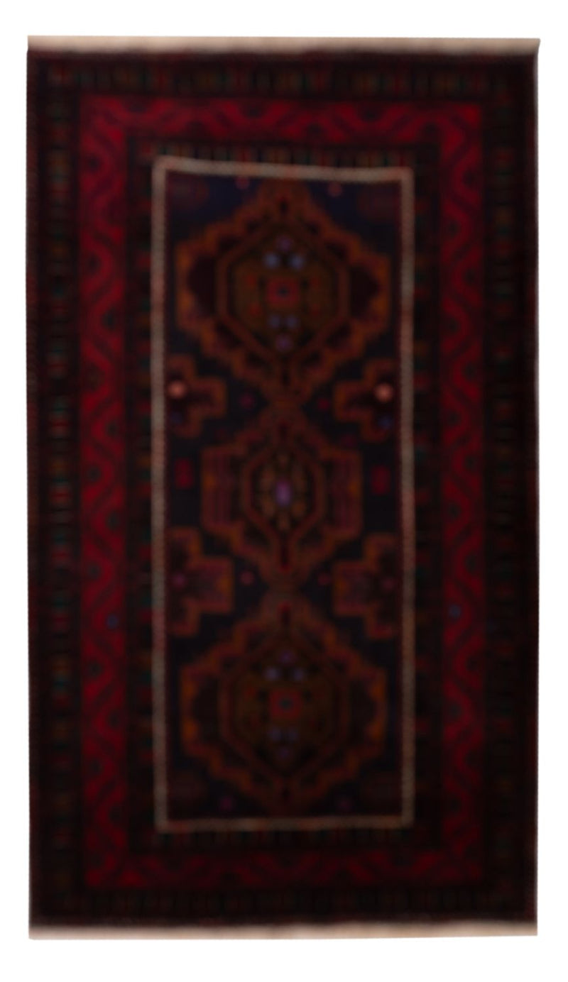 Loper Baluch tapijt - 227 x 129 cm - donkerrood
