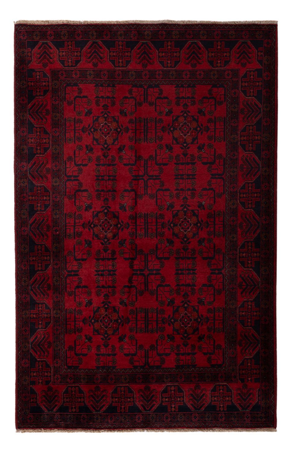 Afghaans tapijt - Kunduz - 201 x 129 cm - donkerrood