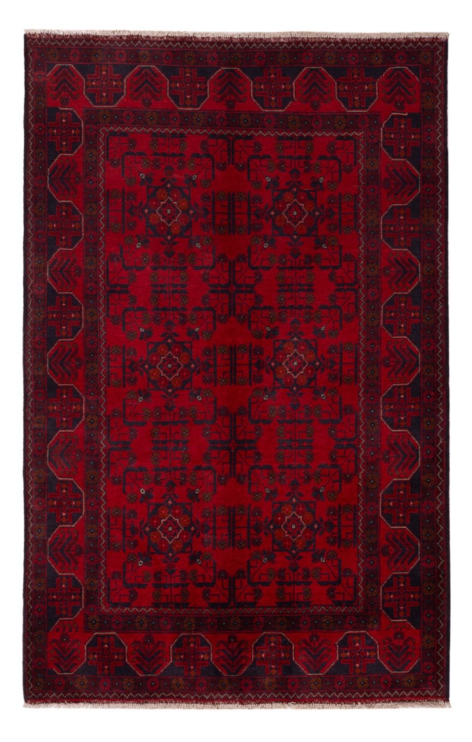 Afghaans tapijt - Kunduz - 201 x 126 cm - donkerrood