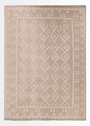 Kelim tapijt - Splash - 301 x 210 cm - lichtgrijs