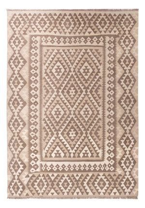 Kelim tapijt - Splash - 287 x 202 cm - lichtgrijs