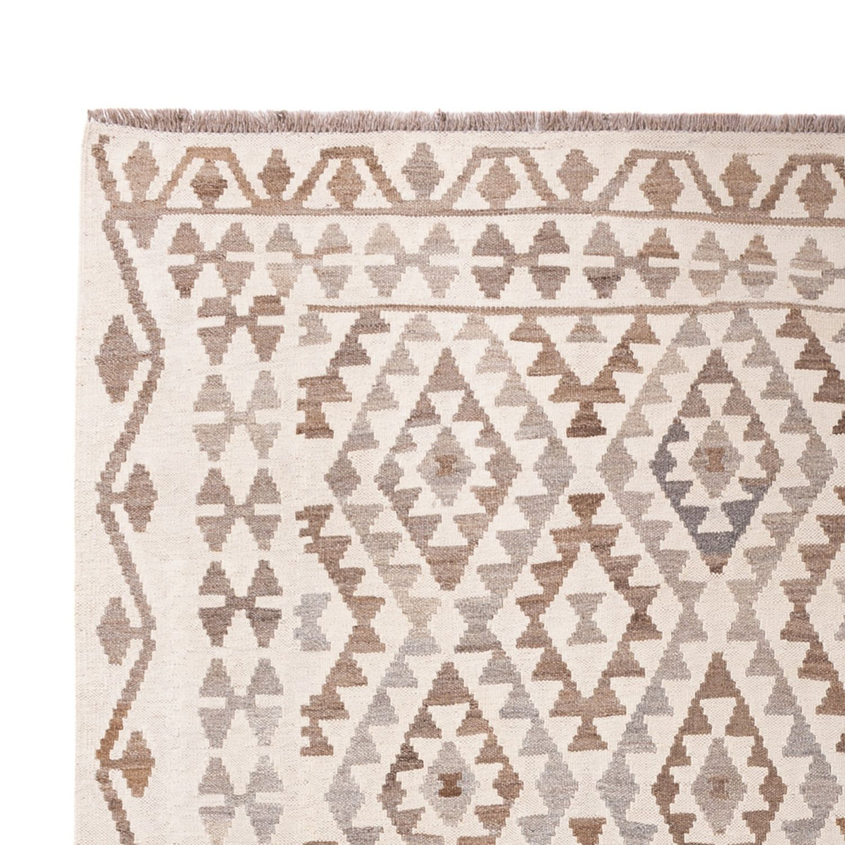 Kelim tapijt - Splash - 289 x 201 cm - lichtgrijs