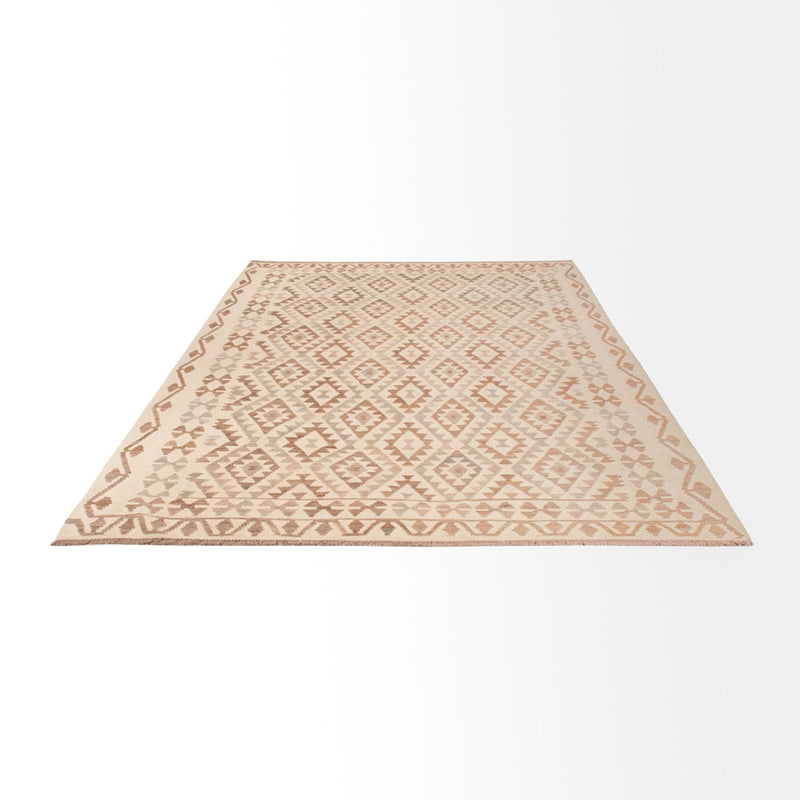 Kelim tapijt - Splash - 289 x 201 cm - lichtgrijs