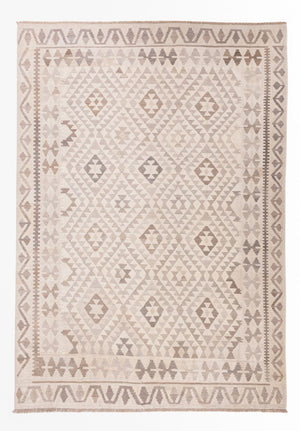 Kelim tapijt - Splash - 286 x 202 cm - lichtgrijs