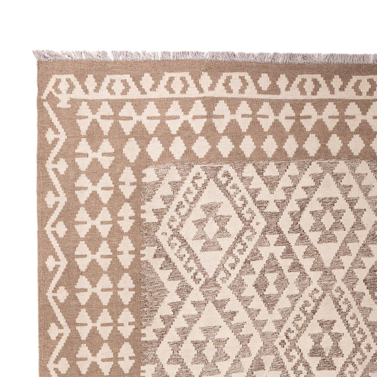 Kelim tapijt - Splash - 301 x 206 cm - lichtgrijs