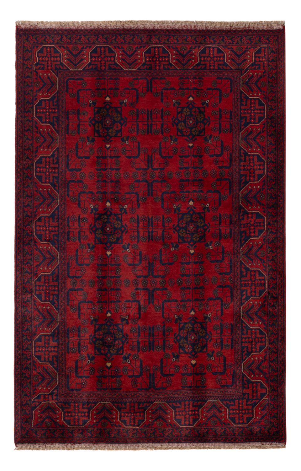 Afghaans tapijt - Kunduz - 199 x 132 cm - donkerrood