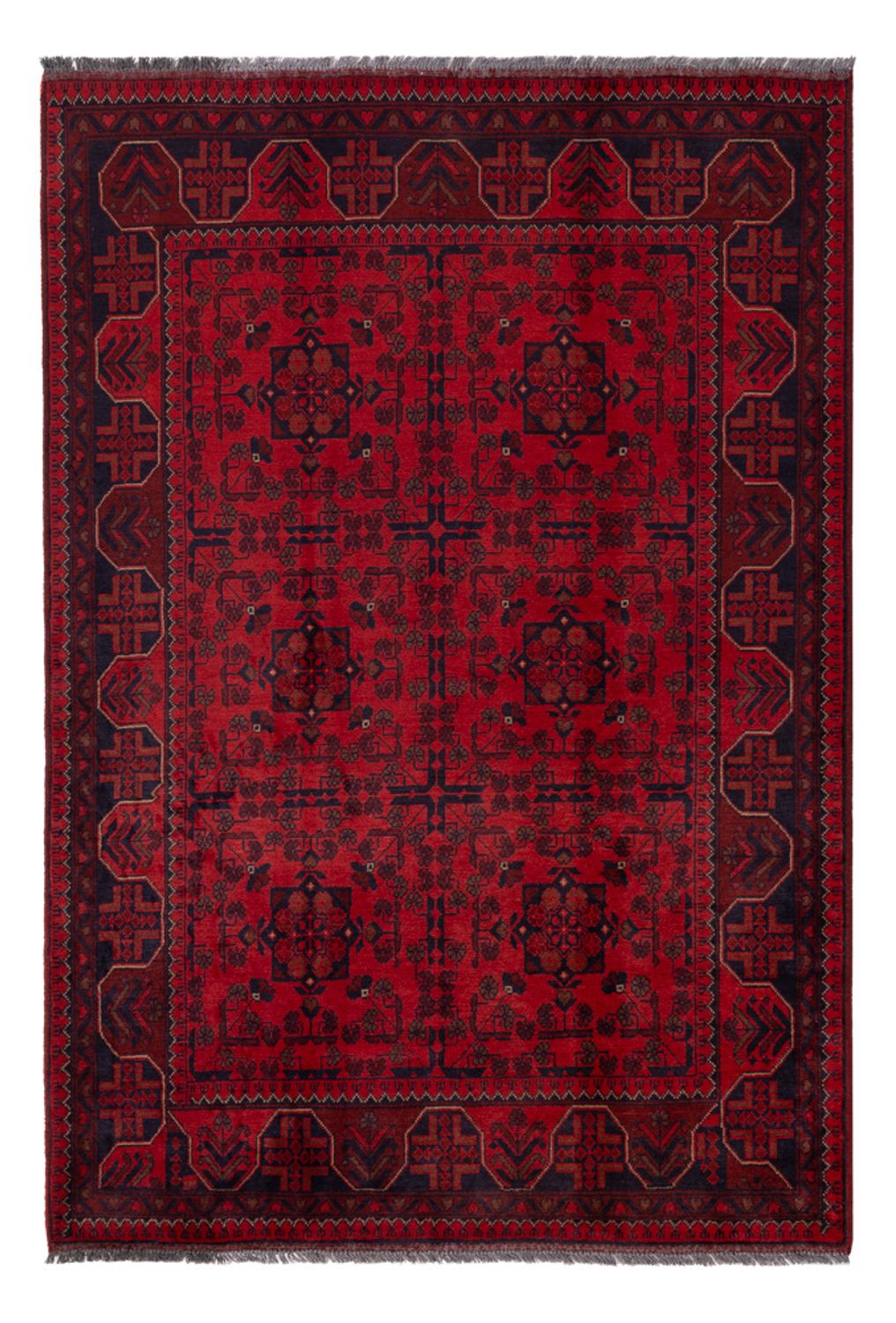 Afghaans tapijt - Kunduz - 195 x 128 cm - donkerrood