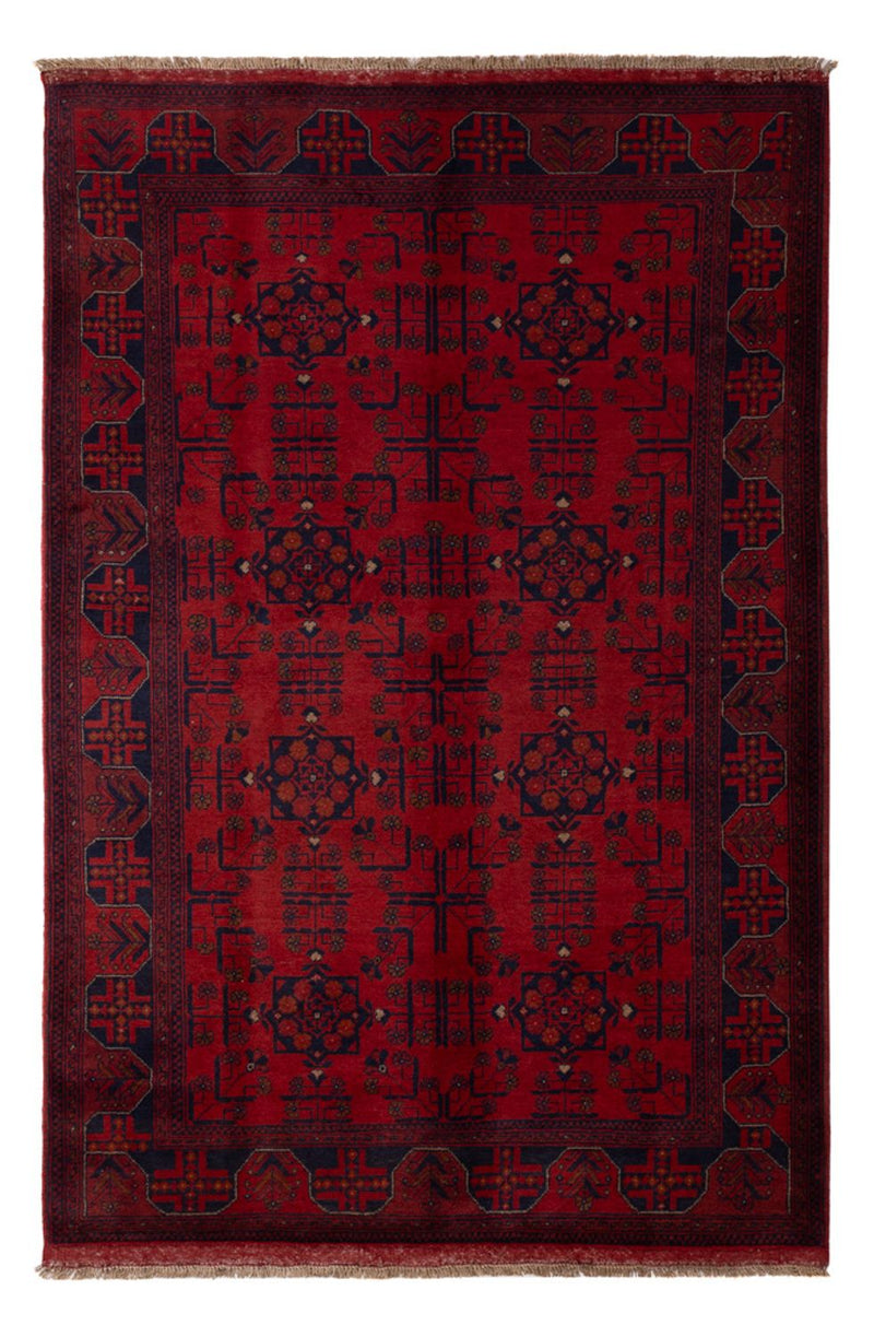 Afghaans tapijt - Kunduz - 198 x 130 cm - donkerrood