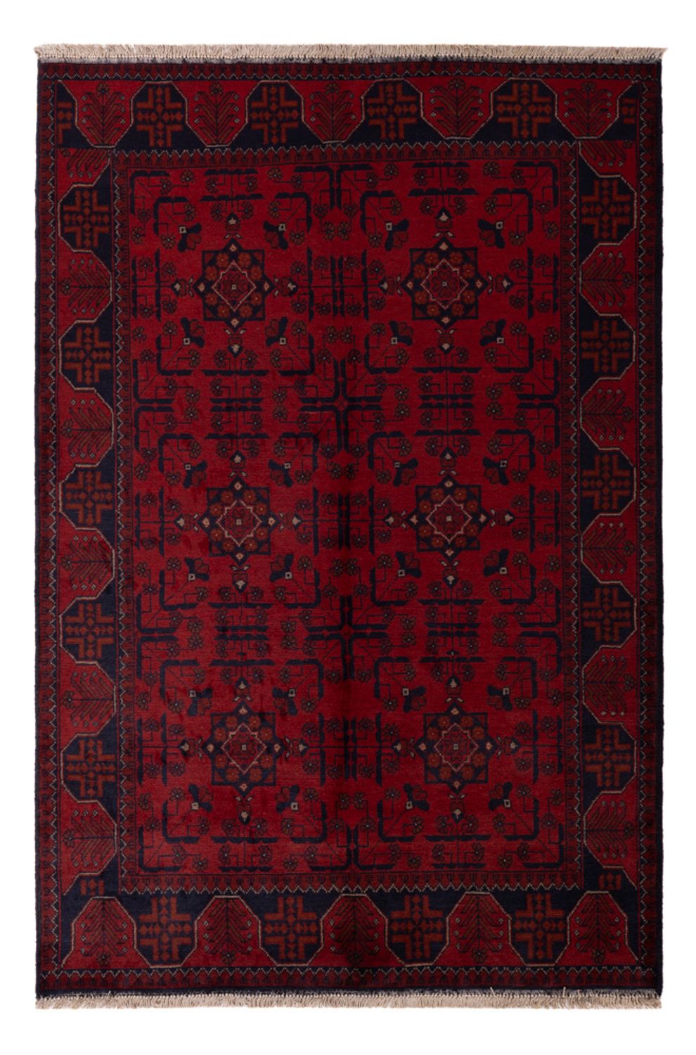 Afghaans tapijt - Kunduz - 192 x 127 cm - donkerrood