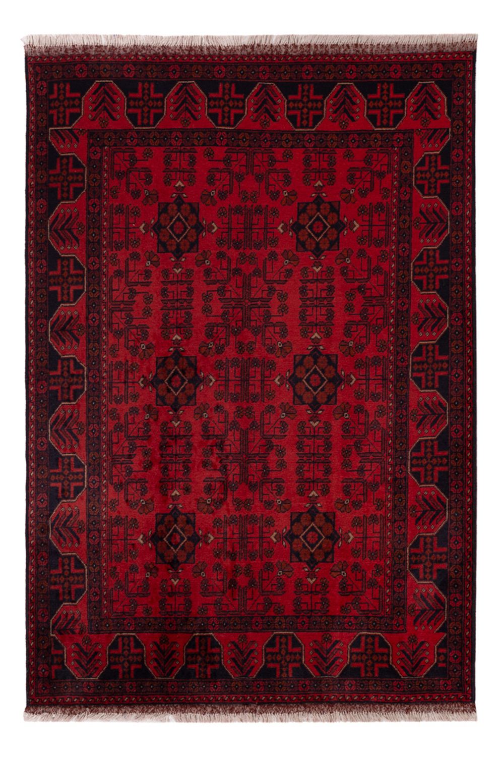Afghaans tapijt - Kunduz - 195 x 125 cm - donkerrood