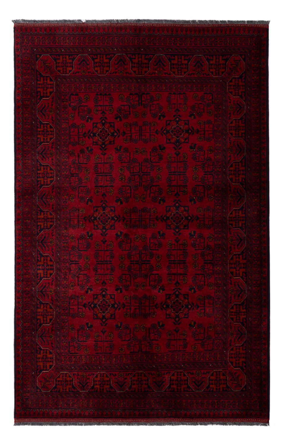 Afghaans tapijt - Kunduz - 198 x 129 cm - donkerrood