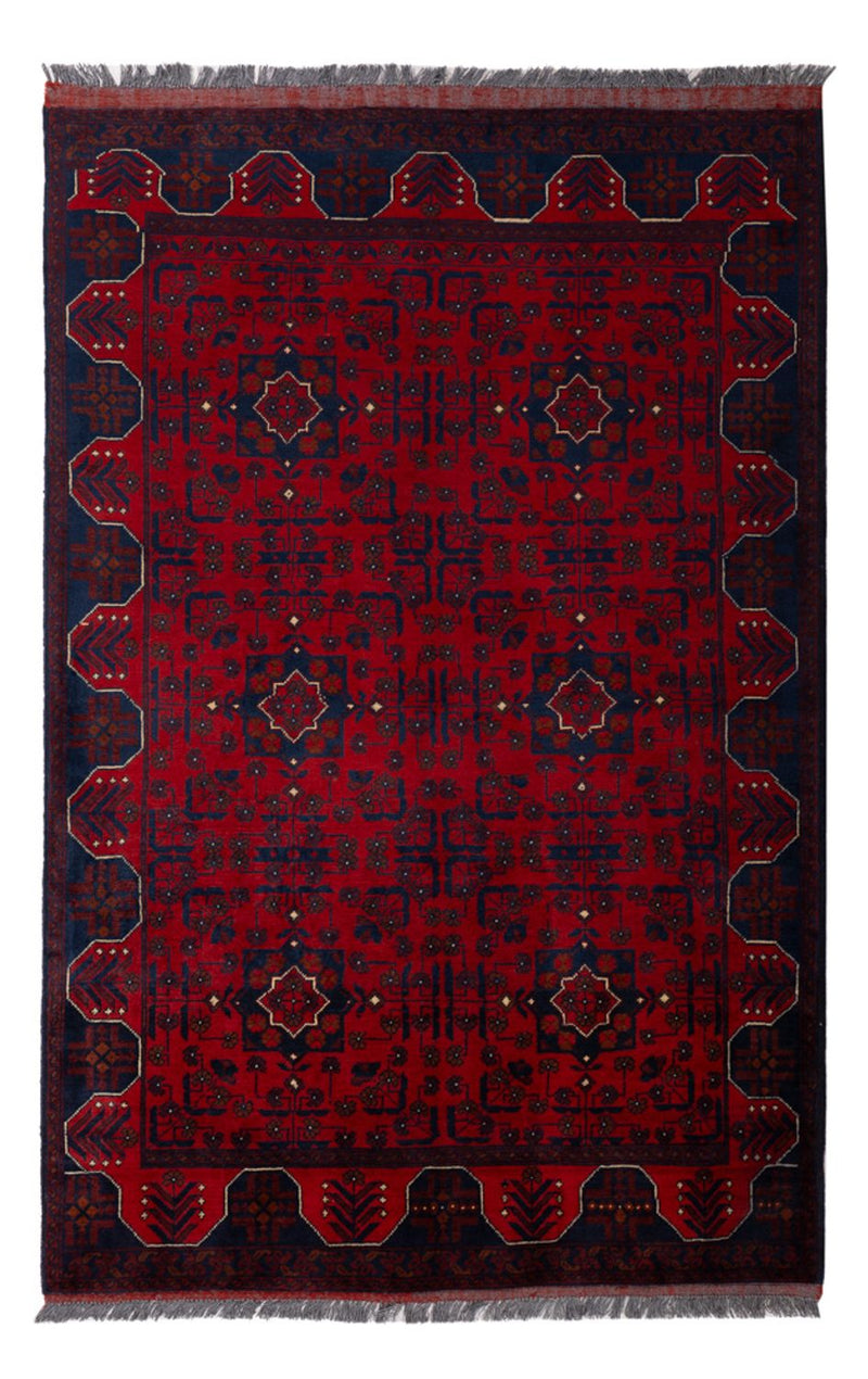 Afghaans tapijt - Kunduz - 194 x 126 cm - donkerrood