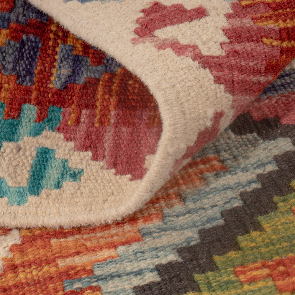 Kelim tapijt - Splash vierkant  - 104 x 97 cm - veelkleurig