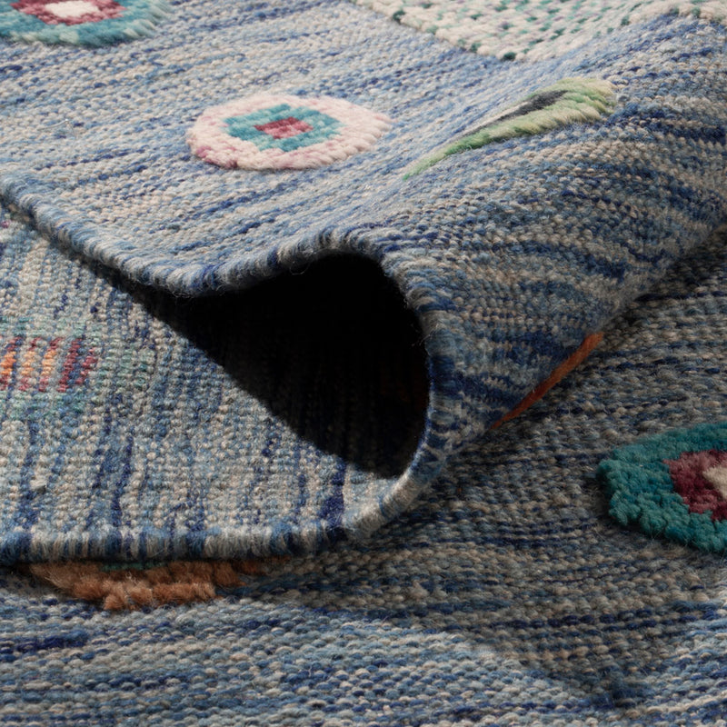 Kelim Teppich - Splash - 352 x 243 cm - blau