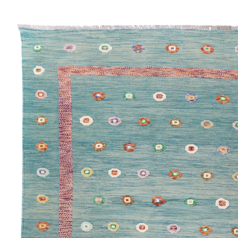 Kelim Teppich - Splash - 350 x 258 cm - blau