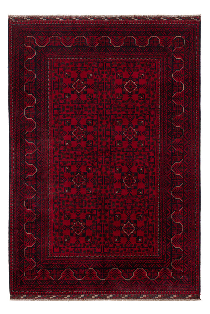 Afghan Teppich - Kunduz - 242 x 161 cm - dunkelrot