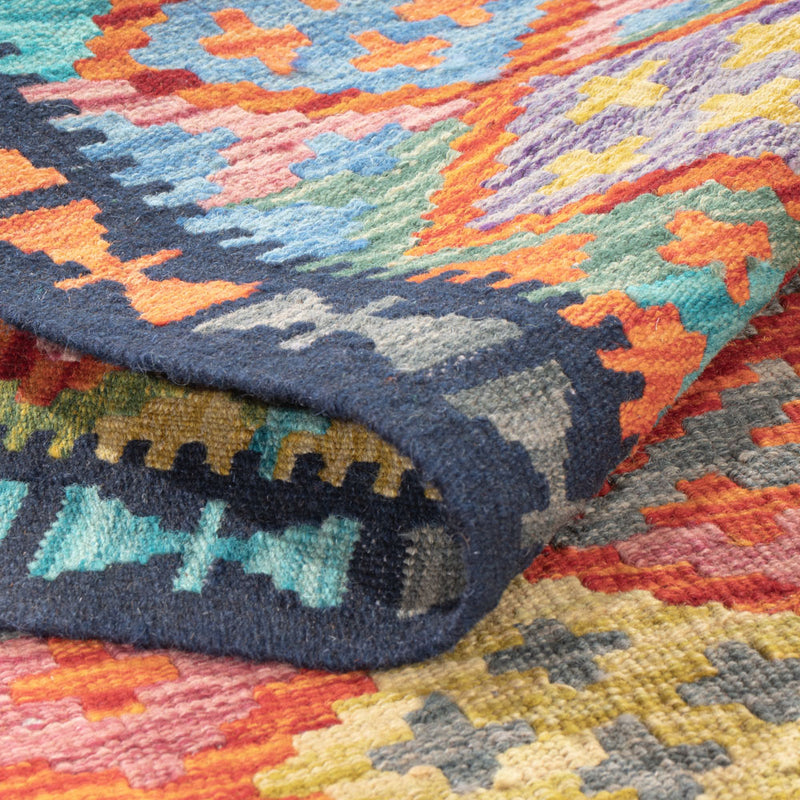 Läufer Kelim - Splash - 195 x 84 cm - mehrfarbig