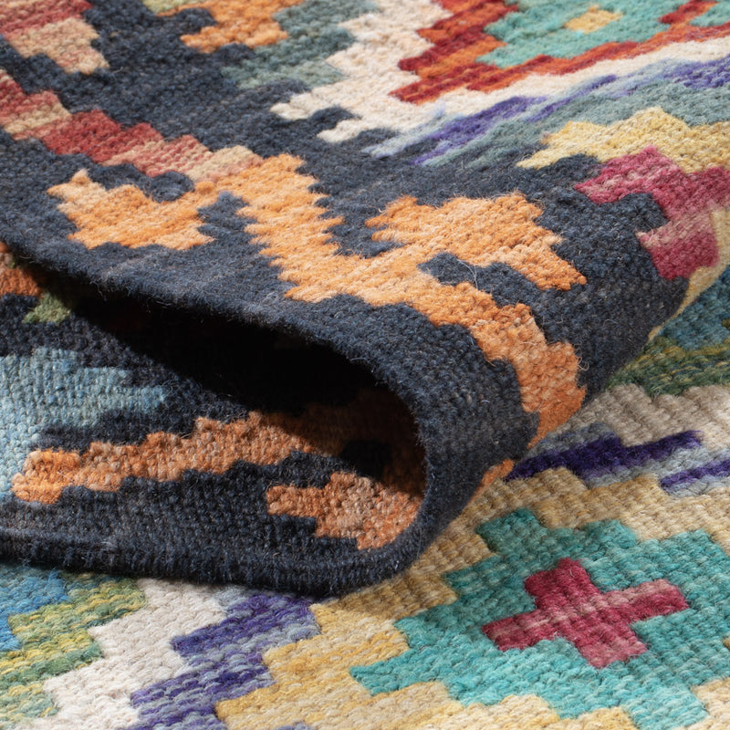 Läufer Kelim - Splash - 200 x 61 cm - mehrfarbig