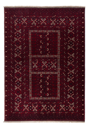 Afghan Teppich - 242 x 166 cm - dunkelrot