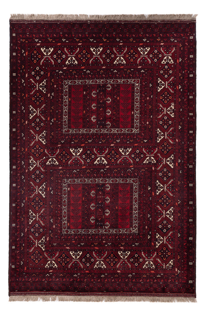 Afghan Teppich - 242 x 165 cm - dunkelrot