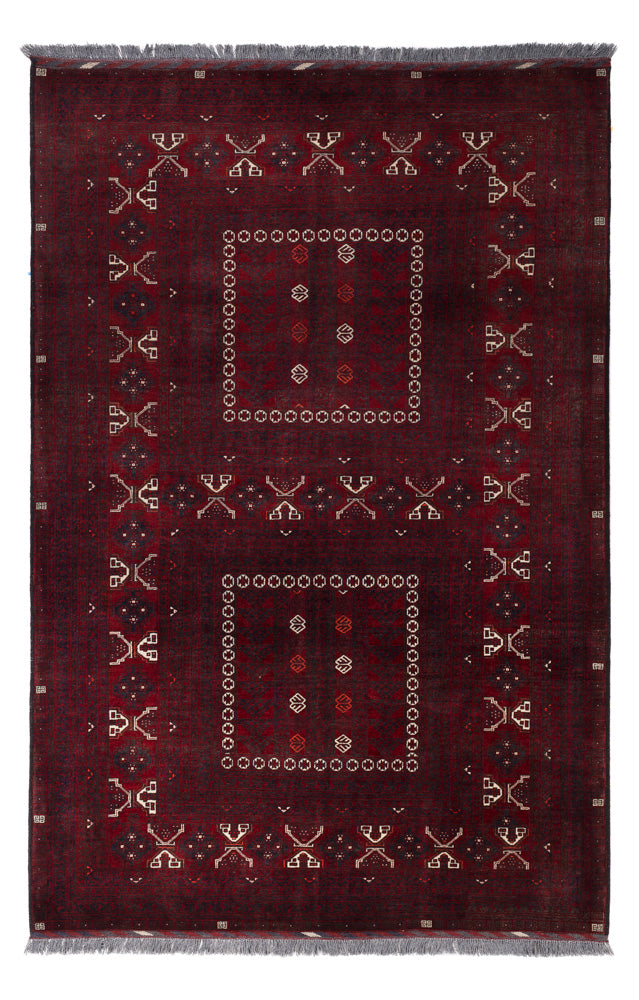 Afghan Teppich - 250 x 157 cm - dunkelrot