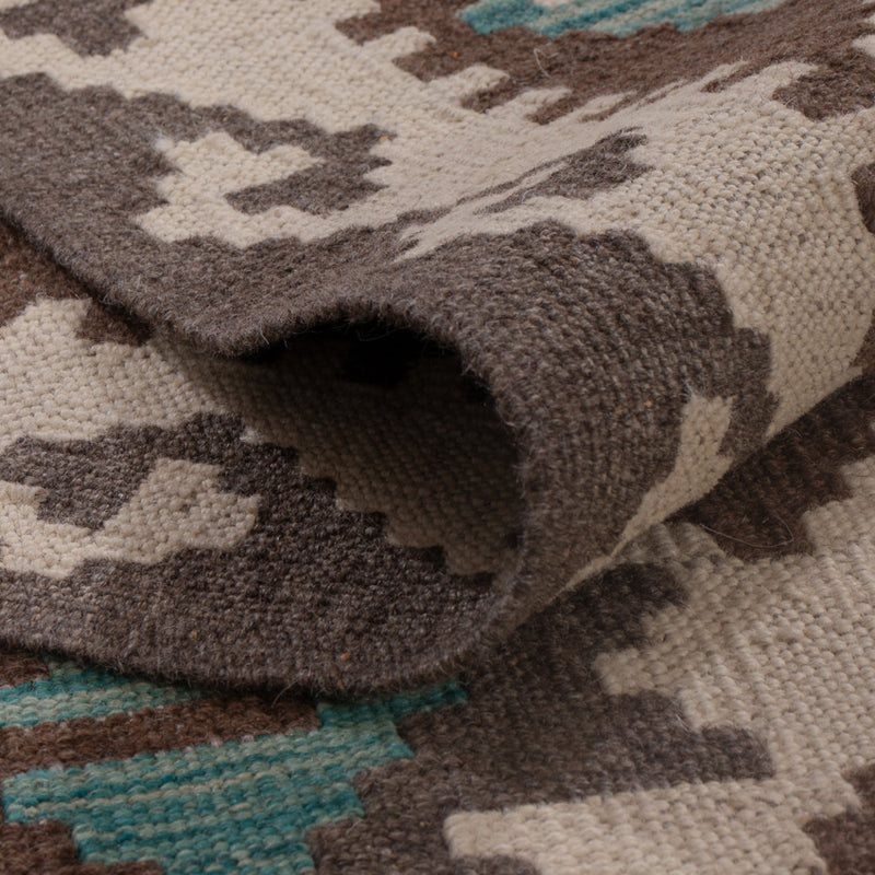 Kelim Teppich - Splash - 195 x 151 cm - dunkelgrün