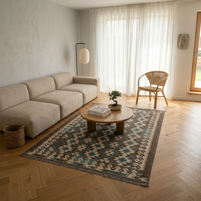Kilim Maimana Tapijt 190x147cm - Wollen tapijt