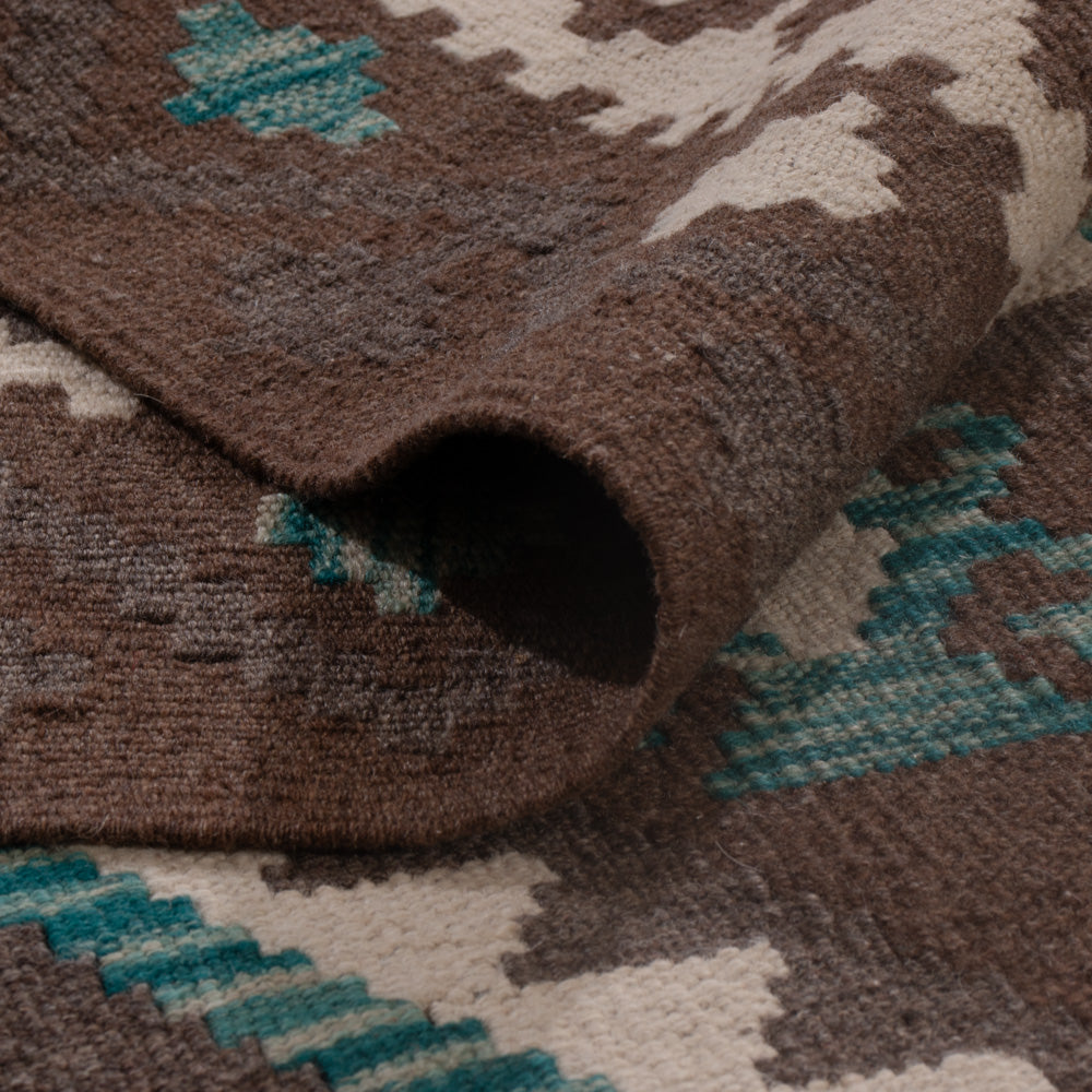 Kelim Teppich - Splash - 194 x 155 cm - dunkelgrün