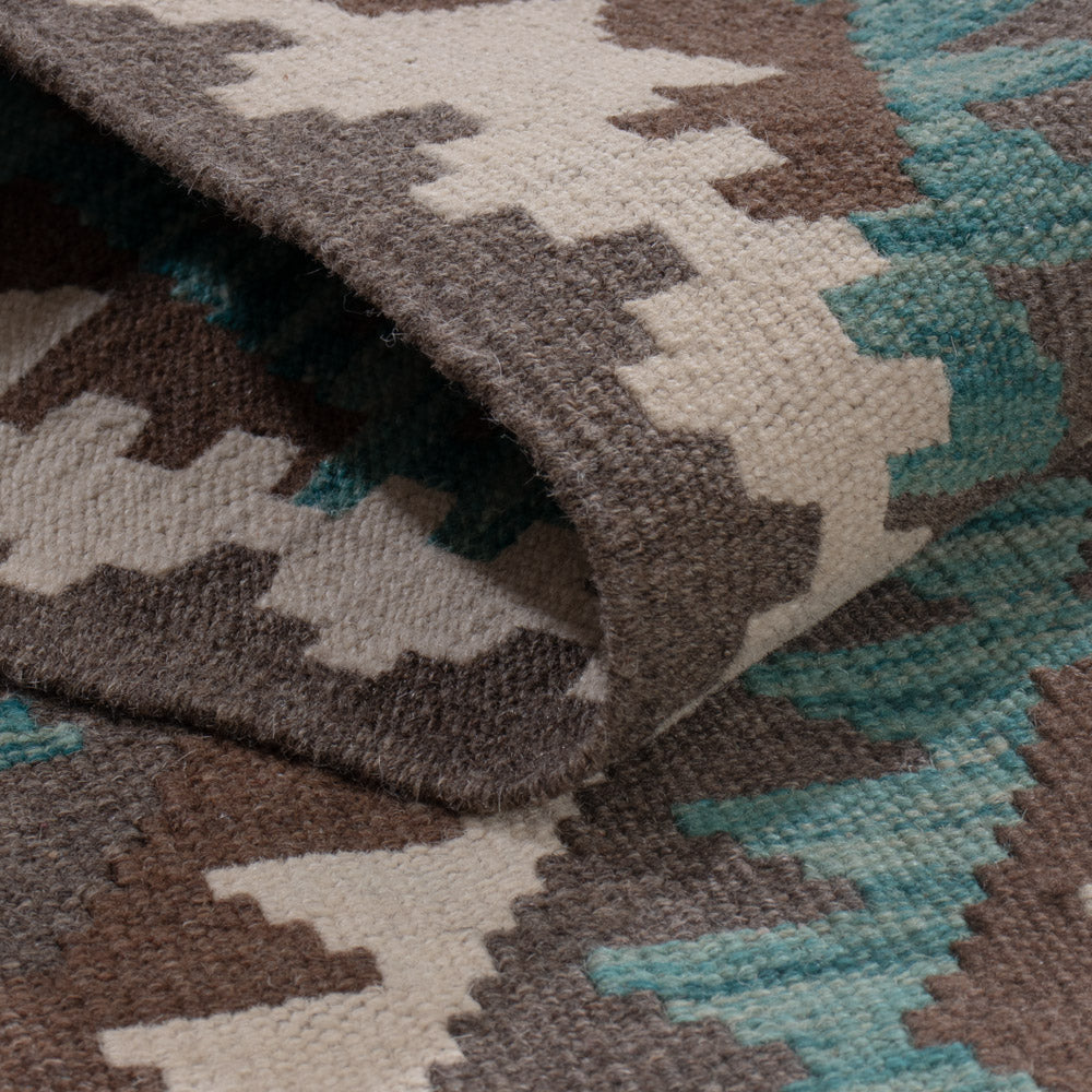 Läufer Kelim - Splash - 303 x 83 cm - dunkelgrün