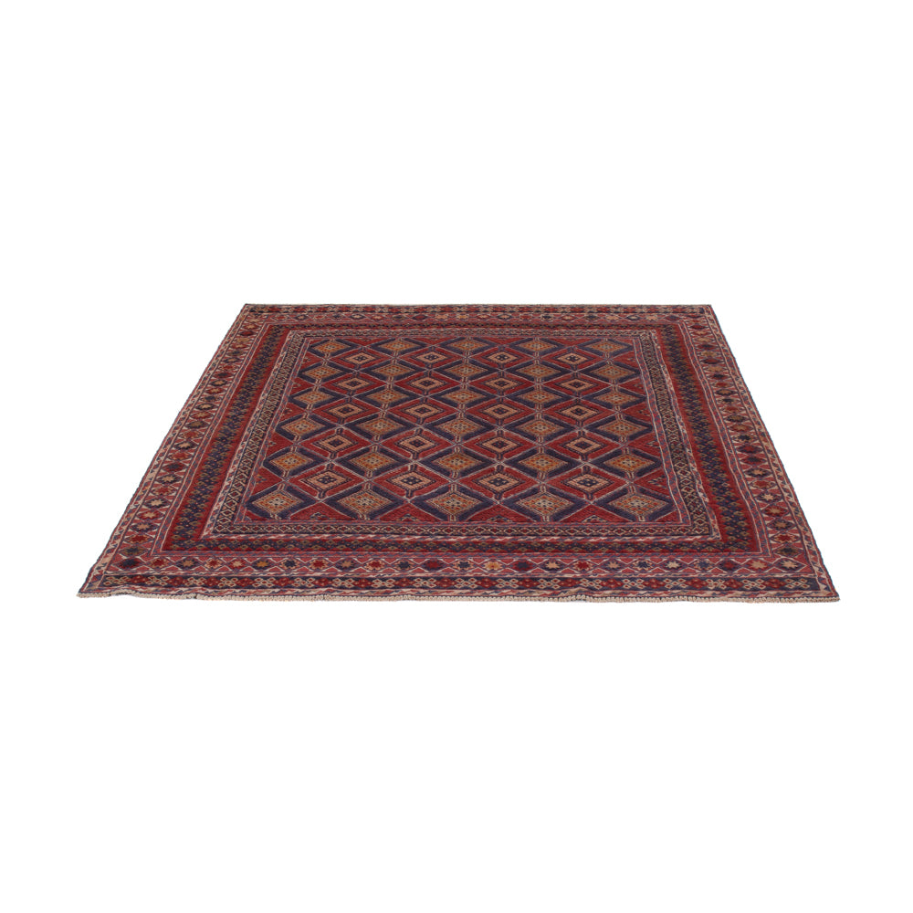 Kelim Teppich - Oriental quadratisch  - 177 x 157 cm - dunkelrot