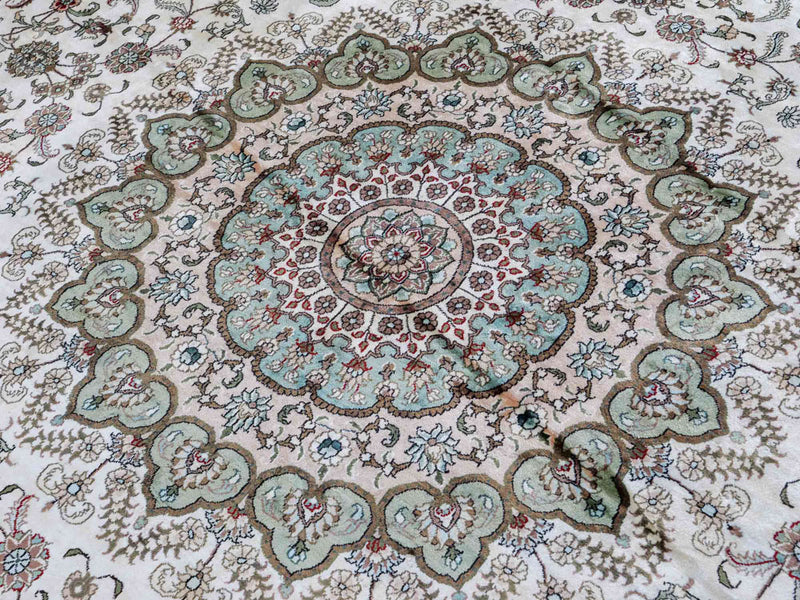 Zijden tapijt - China zijde rond  - 303 x 303 cm - beige