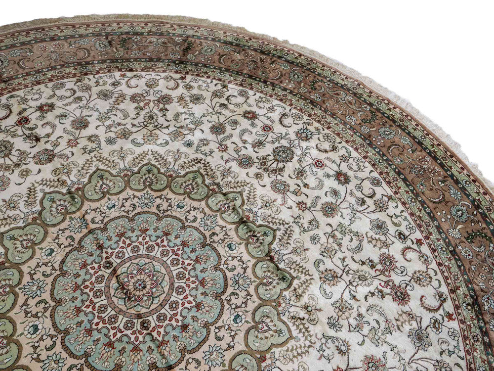Zijden tapijt - China zijde rond  - 303 x 303 cm - beige
