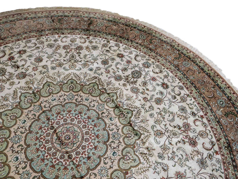 Zijden tapijt - China zijde rond  - 303 x 303 cm - beige